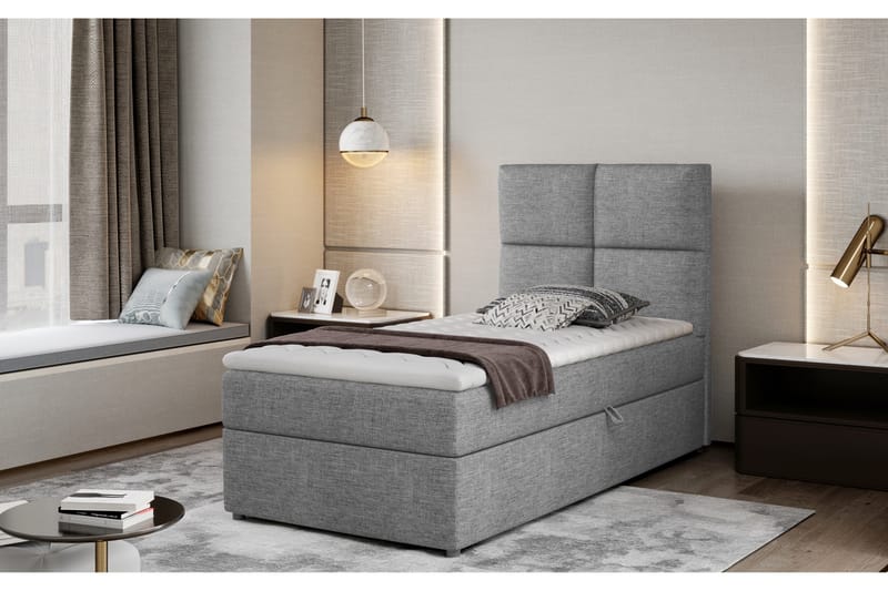 Arcore Förvaringssäng 90x200cm Rutad - Grå - Möbler - Sovrum - Sängar - Sängar med förvaring