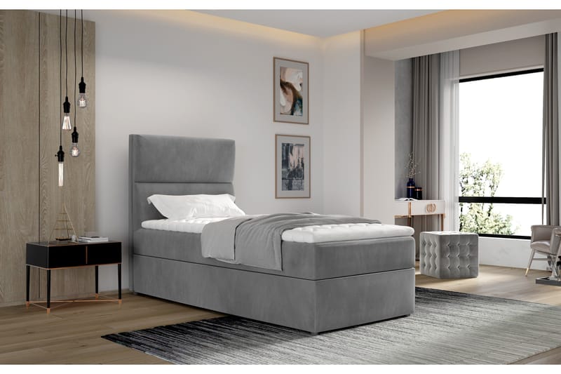 Arcore Förvaringssäng 90x200cm Vertikal Söm - Grå - Möbler - Sovrum - Sängar - Sängar med förvaring