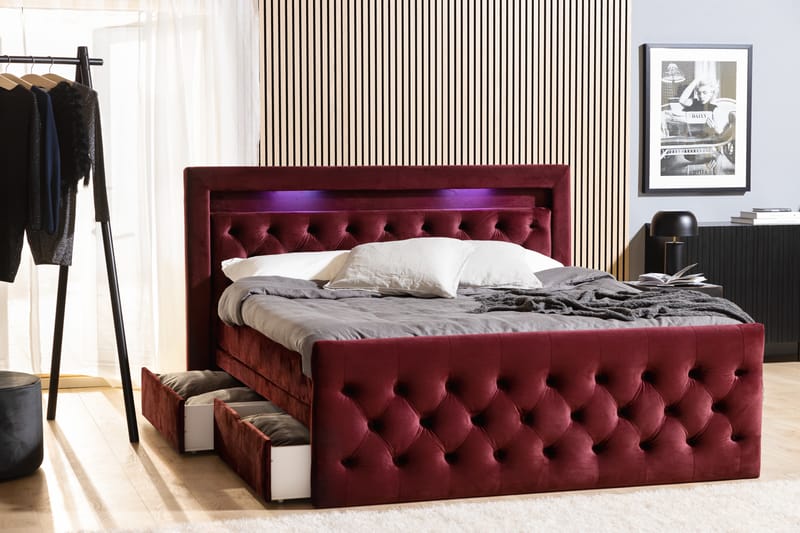 BELTRAO Komplett Sängpaket med Lådförvaring LED-belysning 180x200 - Möbler - Sovrum - Sängar - Sängar med förvaring