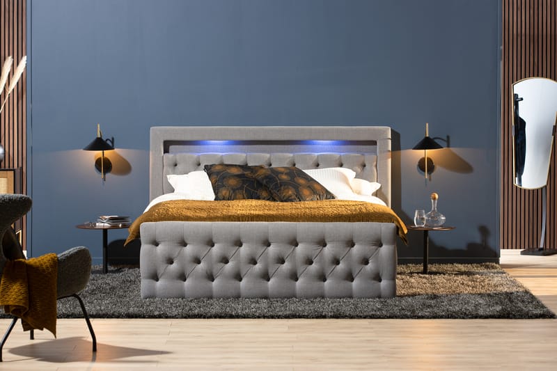 BELTRAO Komplett Sängpaket med Lyftförvaring LED-belysning 160x200 - Möbler - Sovrum - Sängar - Sängar med förvaring