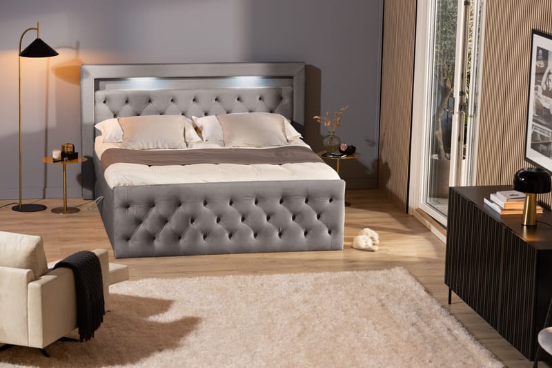 BELTRAO Komplett Sängpaket med Lyftförvaring LED-belysning 160x200 - Möbler - Sovrum - Sängar - Sängar med förvaring