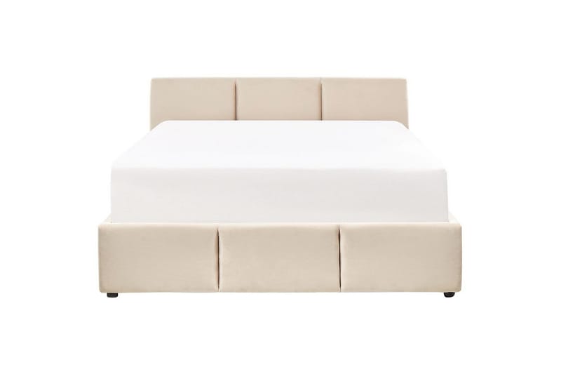 Säng med förvaring Bousse - Beige/Sammet, 160x200 cm - Möbler - Sovrum - Sängram & sängstomme