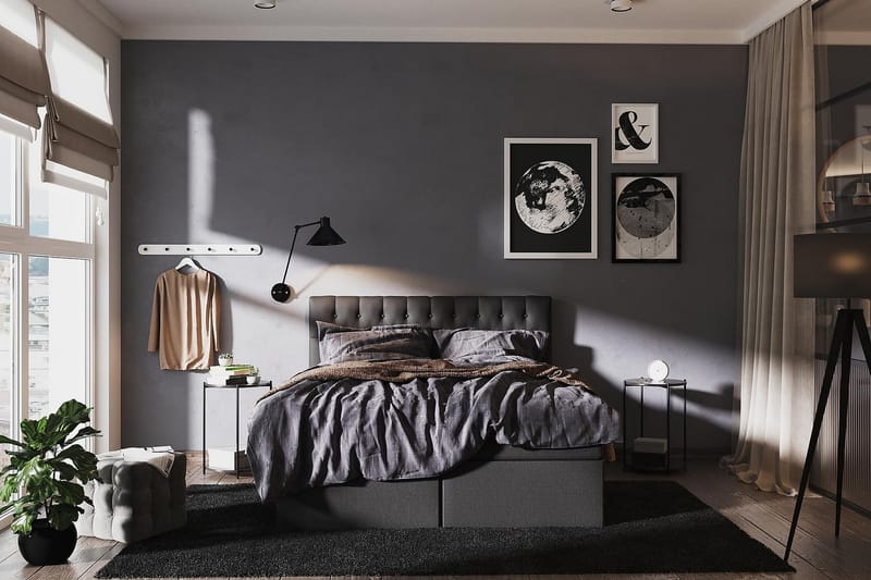 BOXBED Förvaringssäng 160 Svart/Grå - Möbler - Sovrum - Sängar - Komplett Sängpaket