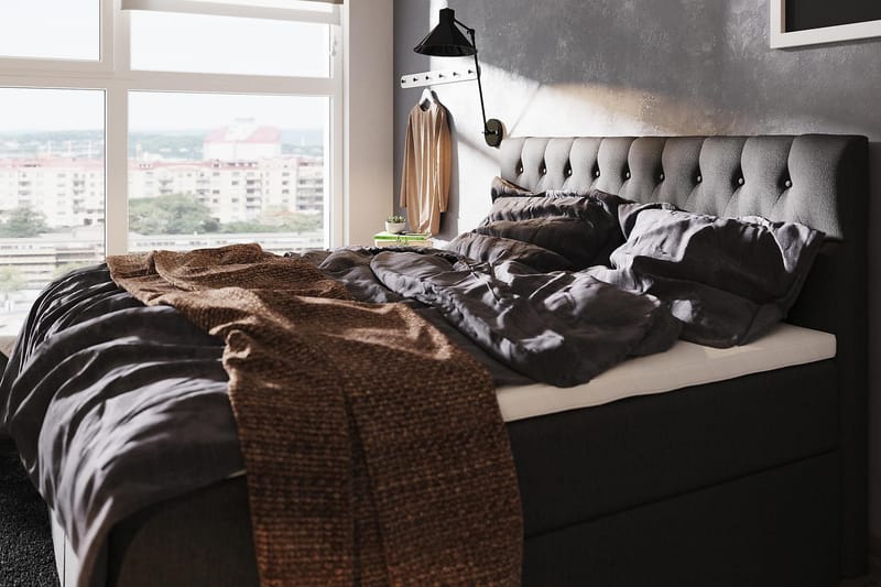 BOXBED Förvaringssäng 160 Svart/Grå - Möbler - Sovrum - Sängar - Komplett Sängpaket