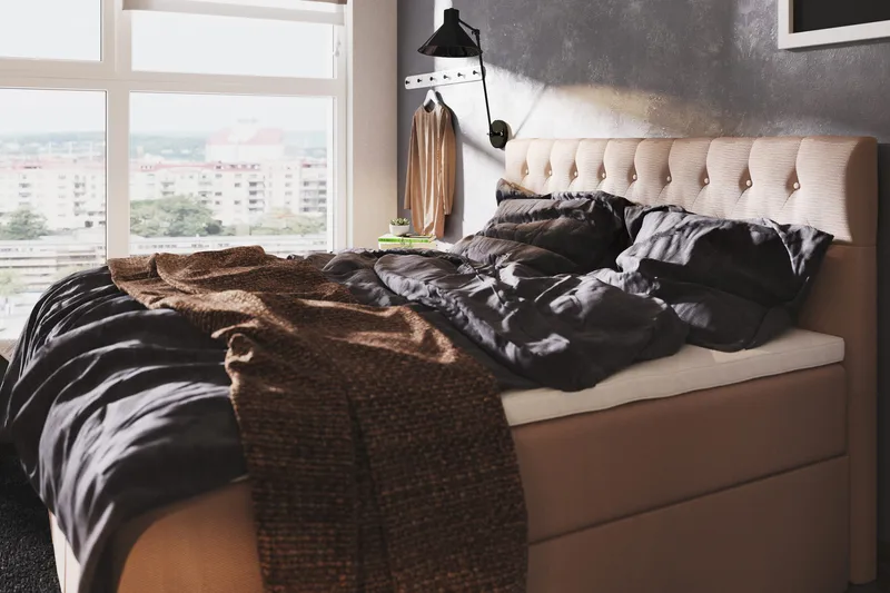 Boxy Box Bed Säng med Förvaring 120x200 cm - Beige - Möbler - Sovrum - Sängar - Sängar med förvaring