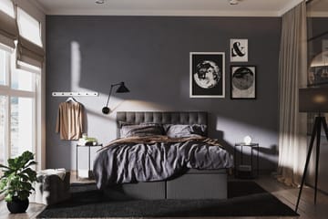 Boxy Säng med Förvaring 160x200 cm i Tyg med Bäddmadrass med Fasthetsgrad Fast - Svart - Möbler - Sovrum - Sängar - Sängar med förvaring
