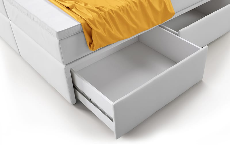 CALABRIA Komplett Förvaringssäng 180x200 Vit Konstläder - Komplett Sängpaket - Sängar med förvaring