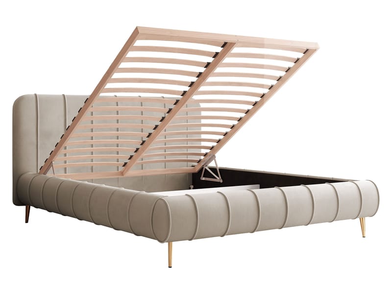 Calrosin Sängram på ben 200x200 cm med Förvaring - Beige - Möbler - Sovrum - Sängar - Sängar med förvaring