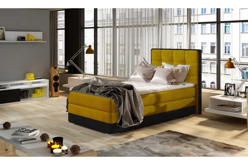 Damion Förvaringssäng 90x200cm Höger, Gul/Svart