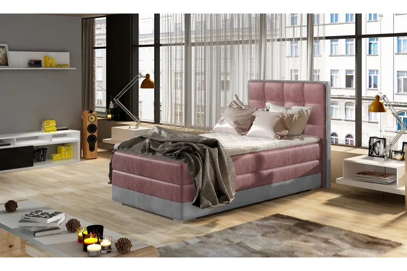 Damion Förvaringssäng 90x200cm Vänster - Rosa|Grå - Möbler - Sovrum - Sängar - Sängar med förvaring