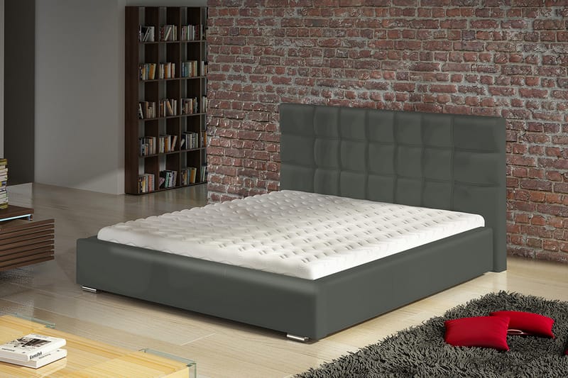 DOLORES Förvaringssäng & madrass 218x198x106 cm - Beige/Svart/Grå - Möbler - Sovrum - Sängar - Komplett Sängpaket