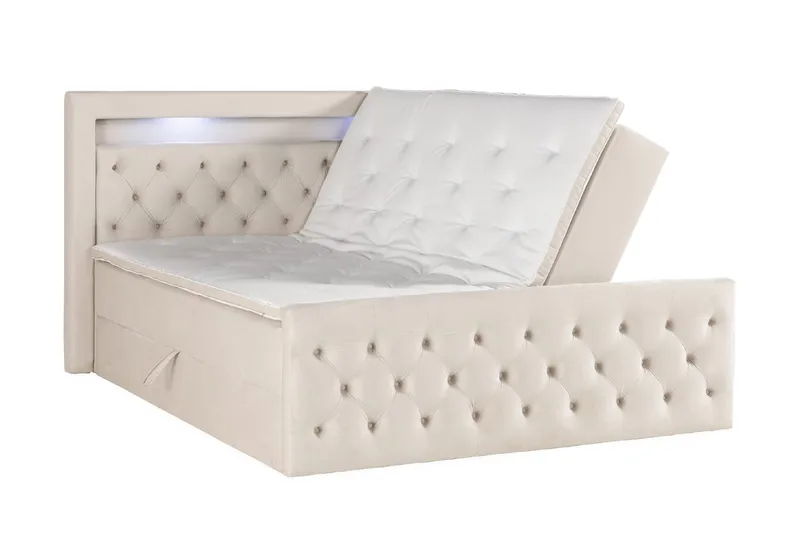 Francisco Komplett Sängpaket med Lyftförvaring LED-belysning 180x200 - Beige - Möbler - Sovrum - Sängar - Sängar med förvaring