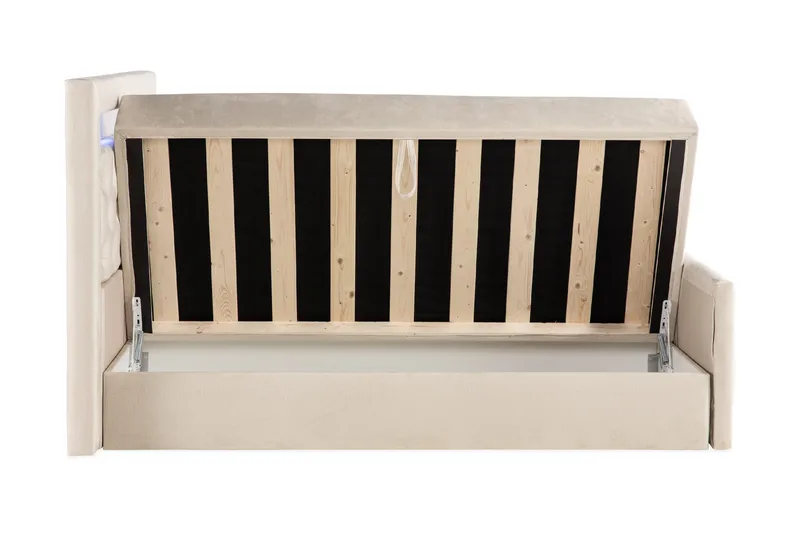 Francisco Komplett Sängpaket med Lyftförvaring LED-belysning 180x200 - Beige - Möbler - Sovrum - Sängar - Sängar med förvaring