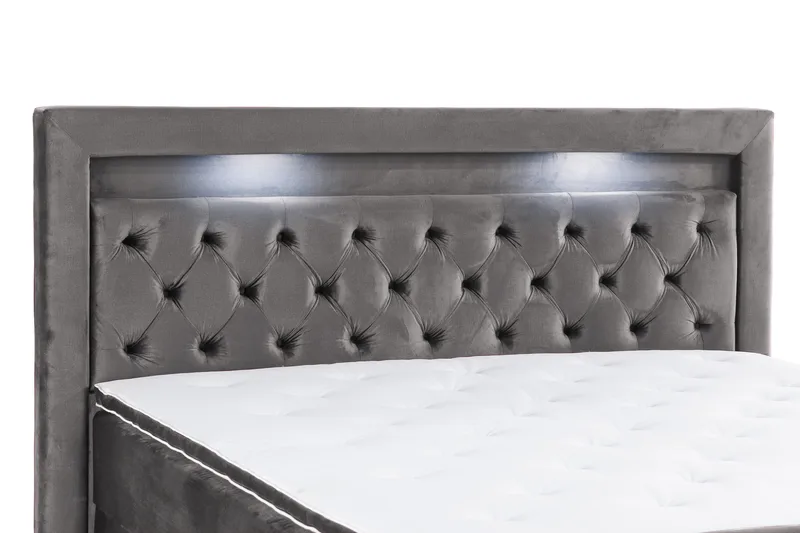 Francisco Komplett Sängpaket med Lyftförvaring LED-belysning 180x200 - Mörkgrå - Möbler - Sovrum - Sängar - Sängar med förvaring