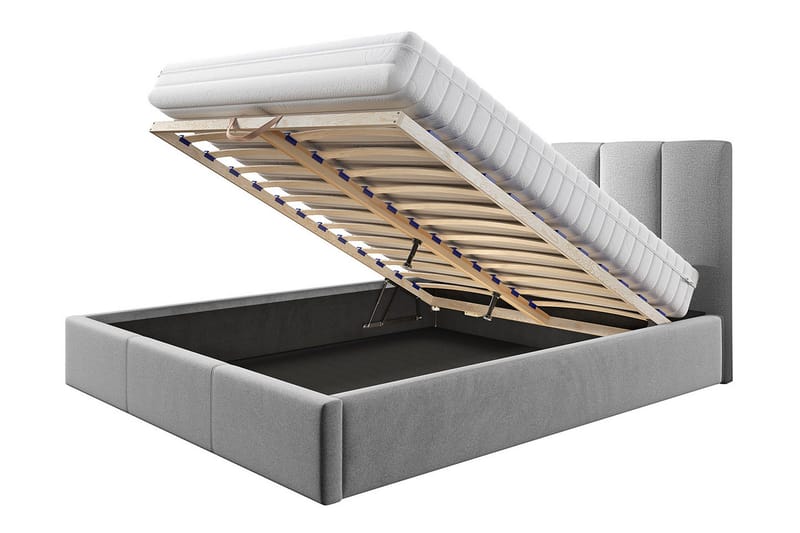 Karrouba Förvaringssäng 160x200 cm LED-belysning - Grå - Möbler - Sovrum - Sängar - Sängar med förvaring