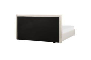 Säng med förvaring Lavaur - Vit/Bouclé, 180x200 cm - Möbler - Sovrum - Sängram & sängstomme