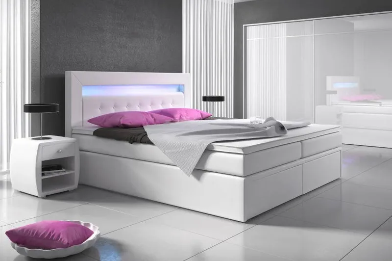 Modena Sängpaket 160x200 medFörvaring LED-belysning Vit - Vit - Möbler - Sovrum - Sängar - Sängar med förvaring