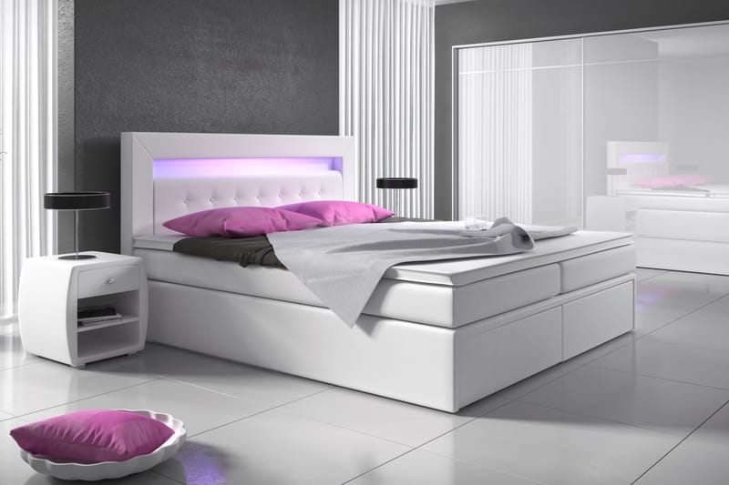 Modena Sängpaket 180x200 medFörvaring LED-belysning - Vit - Möbler - Sovrum - Sängar - Sängar med förvaring