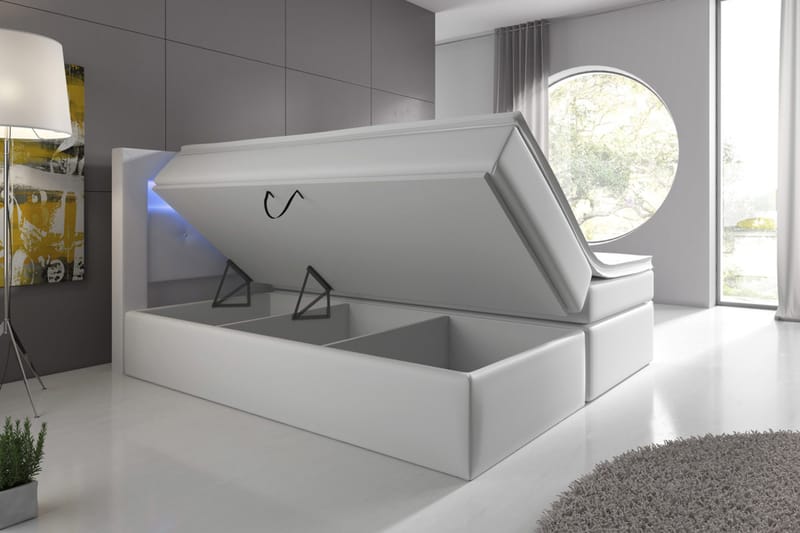 Modena Sängpaket 180x200 medFörvaring LED-belysning - Vit - Möbler - Sovrum - Sängar - Sängar med förvaring