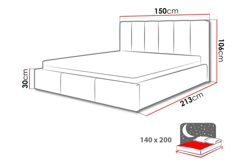 MURRI Förvaringssäng 140x200 cm  Mörkgrå - Mörkgrå - Sängar med förvaring - Dubbelsängar