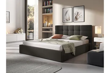 Nieres Förvaringssäng 140x200cm LED-belysning - Svart - Möbler - Sovrum - Sängar - Sängar med förvaring