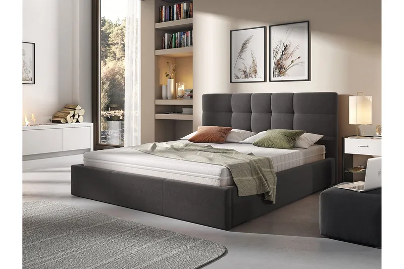 Nieres Förvaringssäng 140x200cm - Mörkgrå - Möbler - Sovrum - Sängar - Sängar med förvaring