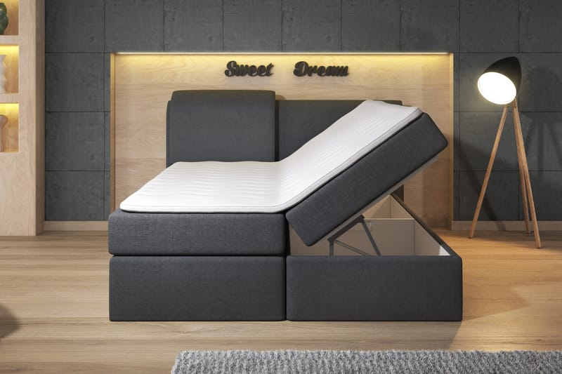 ORLANDO Box Bed 180 Svart - Komplett Sängpaket - Sängar med förvaring