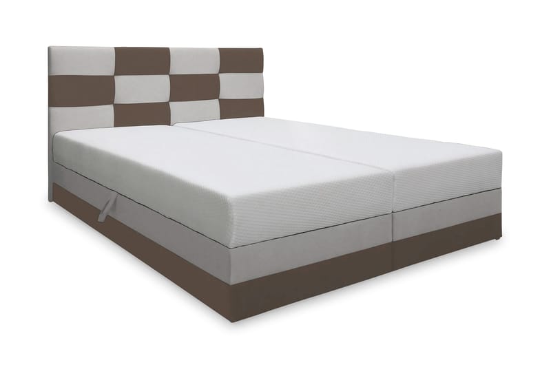 RIVA Sängpaket 140 med Förvaring Brun/Beige - Brun/Vit - Komplett Sängpaket - Sängar med förvaring