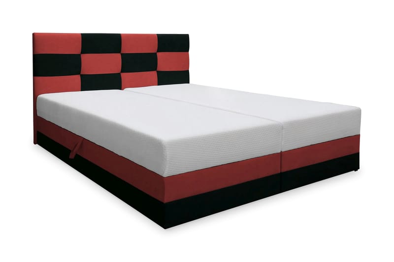 RIVA Sängpaket 140 med Förvaring Röd/Svart - Svartvit - Komplett Sängpaket - Sängar med förvaring
