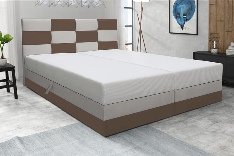 RIVA Sängpaket 160 med Förvaring Beige/Brun - Beige/Brun - Komplett Sängpaket - Sängar med förvaring