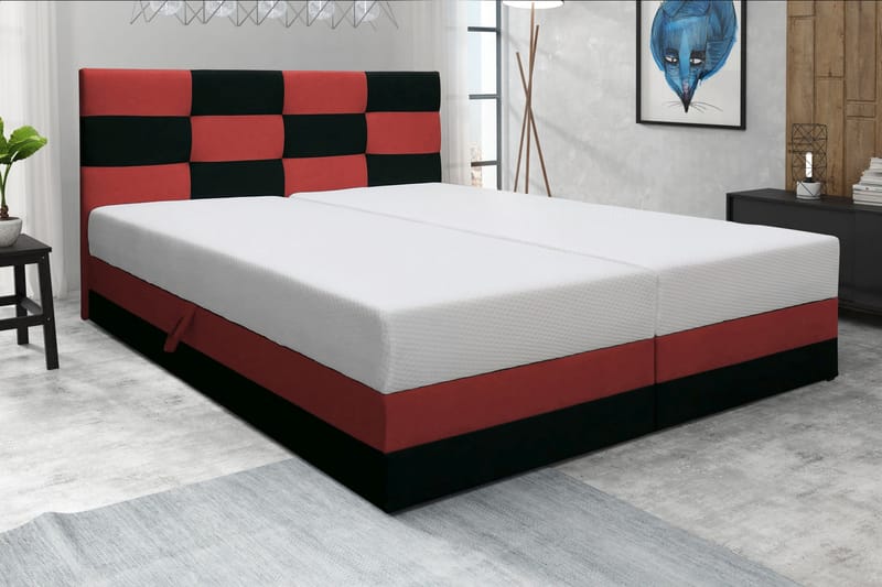 RIVA Sängpaket 160 med Förvaring Röd/Svart - Svartvit - Komplett Sängpaket - Sängar med förvaring