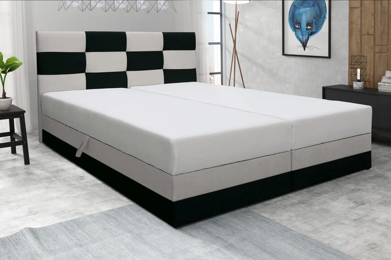 RIVA Sängpaket 160 med Förvaring Svart/Vit - Svart/Vit - Komplett Sängpaket - Sängar med förvaring