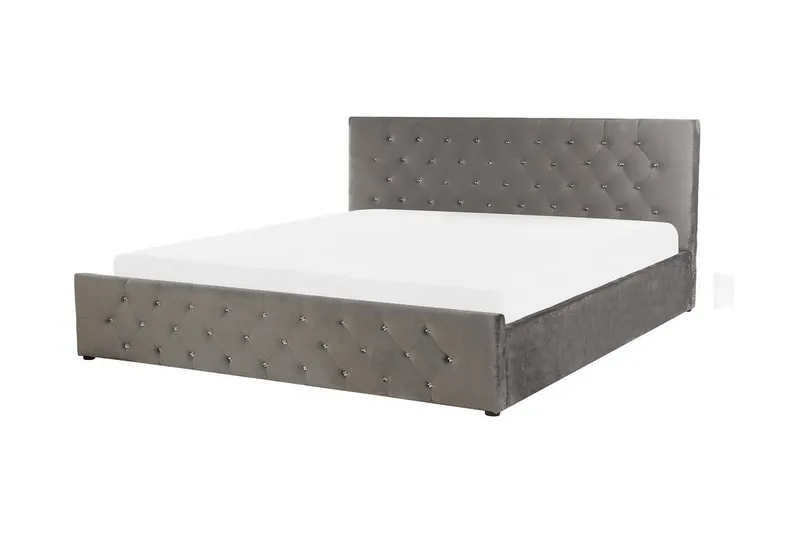 Saleux Förvaringssäng 180x200cm - Sammet/Grå - Möbler - Sovrum - Sängar - Sängar med förvaring
