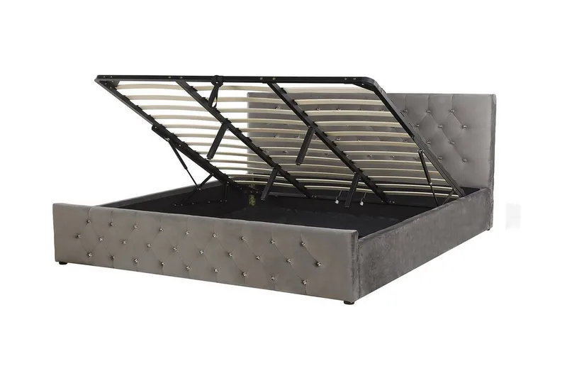 Saleux Förvaringssäng 180x200cm - Sammet/Grå - Möbler - Sovrum - Sängar - Sängar med förvaring