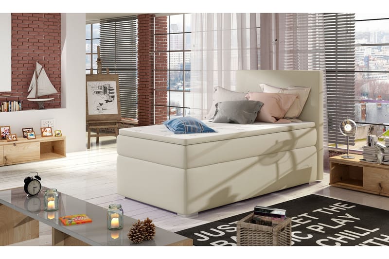 SALORINO Förvaringssäng 90x200 cm Vänster Beige - Möbler - Sovrum - Sängar - Sängar med förvaring