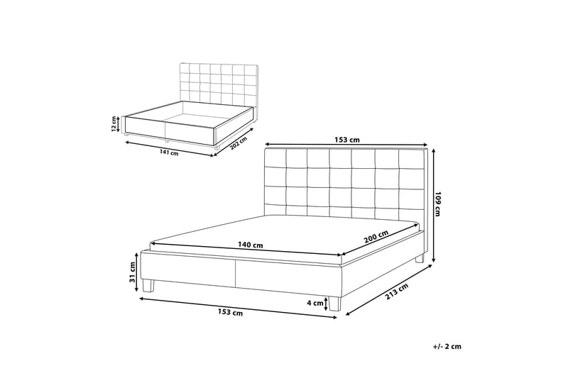 Sandrick Dubbelsäng med Förvaring 140x200 - Grå - Möbler - Sovrum - Sängar - Sängar med förvaring