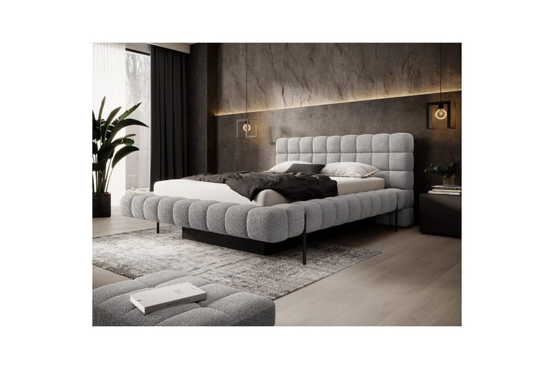 Säng med klädsel Eltap Magentta - 140x200 cm, Royal 04, Grå - Möbler - Sovrum - Sängar - Sängar med förvaring
