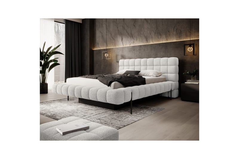 Säng med klädsel Eltap Magentta - 160x200 cm, Royal 01, Vit - Möbler - Sovrum - Sängar - Sängar med förvaring