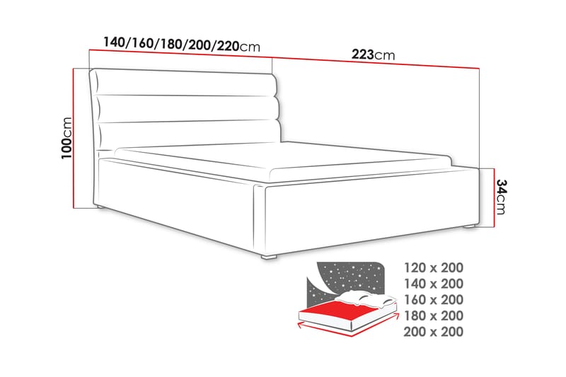 SCHOEFF Sängram 200x200 cm - Beige - Sängar med förvaring