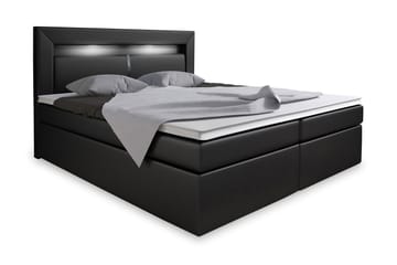 SIENNA Sängpaket 140 med Förvaring+LED Sänggavel Svart