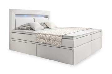 SIENNA Sängpaket 140x200 m Förvaring LED-belysning Vit/Konst