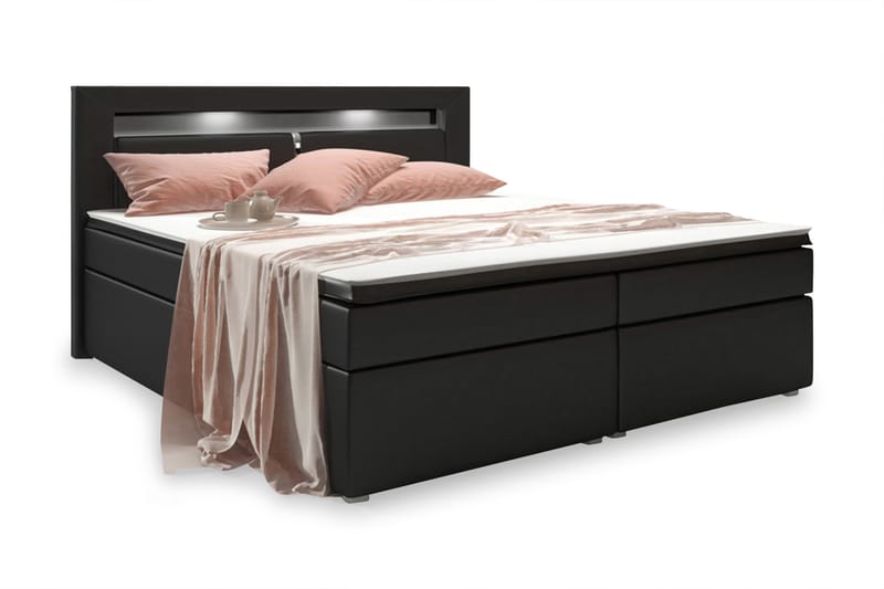 SIENNA Sängpaket 160x200 med Förvaring Svart/Konstläder - Möbler - Sovrum - Sängar - Sängar med förvaring