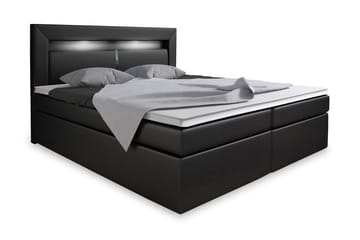 SIENNA Sängpaket 180 med Förvaring+LED Sänggavel Svart