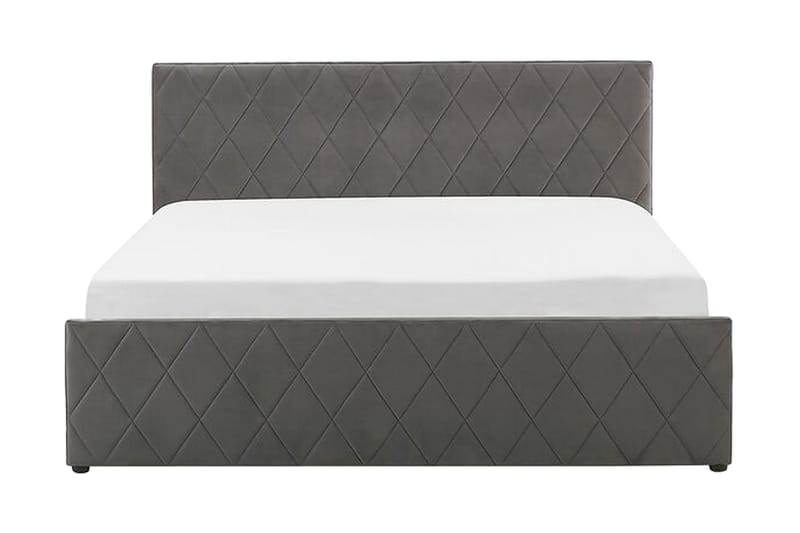 SOUBISE Förvaringssäng 160x200 cm Sammet/Grå - Möbler - Sovrum - Sängar - Sängar med förvaring