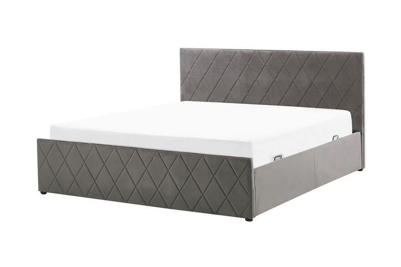 SOUBISE Förvaringssäng 160x200 cm Sammet/Grå - Möbler - Sovrum - Sängar - Sängar med förvaring