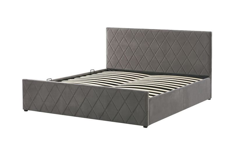 SOUBISE Förvaringssäng 160x200 cm Sammet/Grå - Möbler - Sovrum - Sängar - Sängar med förvaring