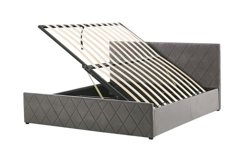 SOUBISE Förvaringssäng 160x200 cm Sammet/Grå - Möbler - Sovrum - Sängar - Sängar med förvaring