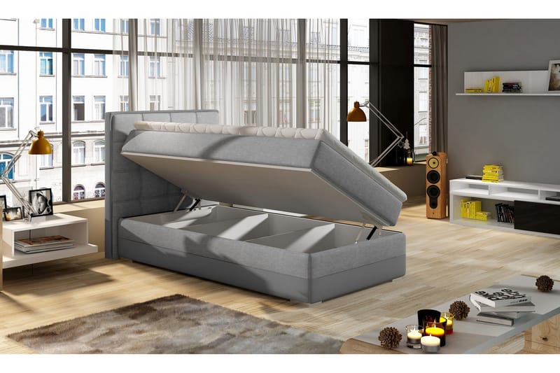TENESHA Förvaringssäng 90x200 cm Brun/Beige - Möbler - Sovrum - Sängar - Sängar med förvaring
