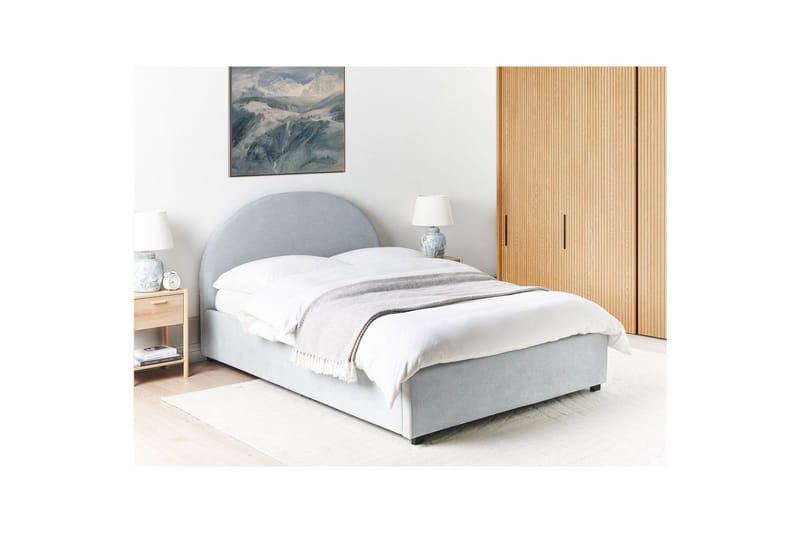 Säng med förvaring Vaucluse - Ljusblå/Polyester, 140x200 cm - Möbler - Sovrum - Sängram & sängstomme