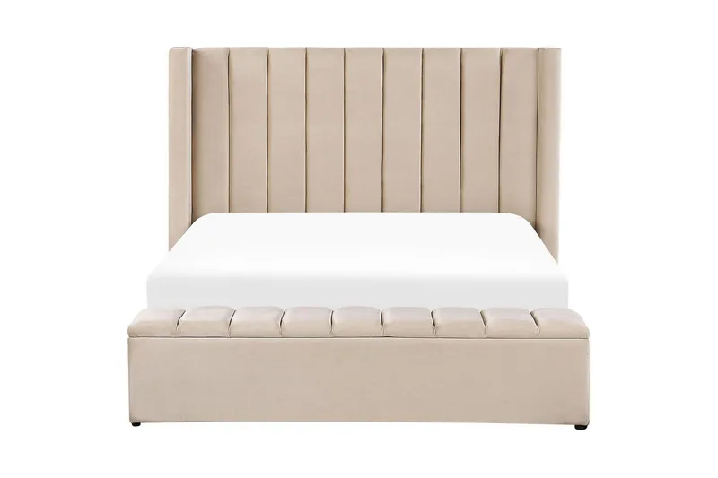 Säng med förvaringsbänk Noyers Beige, 160x200 cm - Beige, 160x200 cm - Möbler - Sovrum - Sängar - Dubbelsängar
